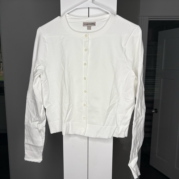 NWT J. Crew New Jackie Cardigan Premium Ultra-fine Cotton Blend White - Picture 2 of 4